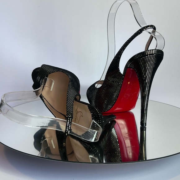 *** SOLD*** Christian Louboutin Prive 120mm Suede Silver Slingback Pumps EU 39.5 - Picture 13 of 14